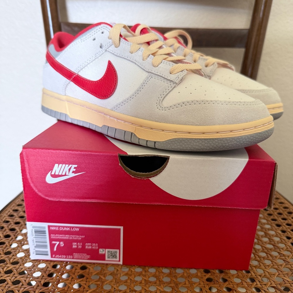 Nike Dunk Low Red and Cream Sneakers